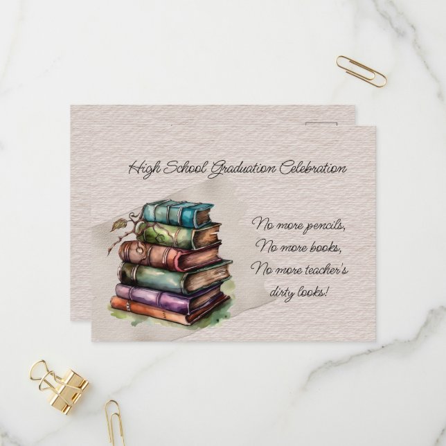 High School Graduation Celebration Invitation Postcard (Front/Back In Situ)