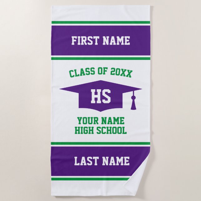 High School Graduation Class of 2024 graduate gift Beach Towel (Front)