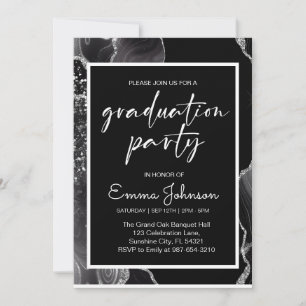 High School Graduation Class of 2025,black grd Invitation