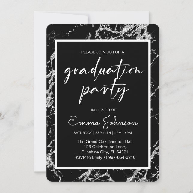 High School Graduation Class of 2025,black grd Invitation (Front)