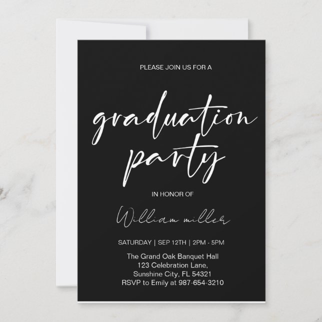 High School Graduation Class of 2025,Minimal grad Invitation (Front)