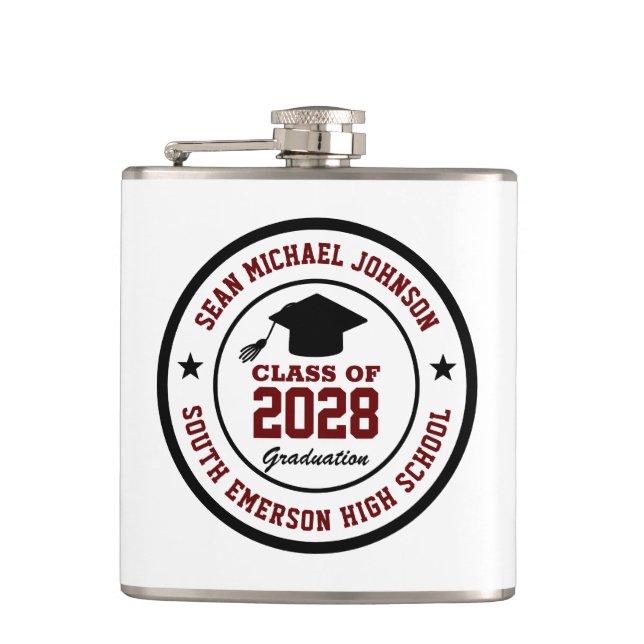 High School Graduation Class Of College Grad Hip Flask (Front)
