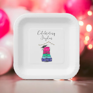 High School Graduation College Suitcases Year  Paper Plate