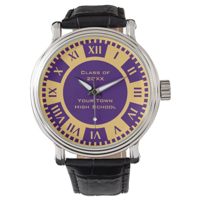High School Graduation Gold and Purple Class of Watch (Front)