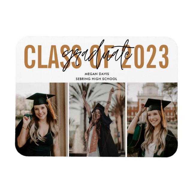 High School Graduation Gold Photo Magnet (Horizontal)