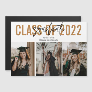 High School Graduation Gold Photo Magnet