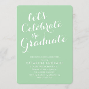 High School Graduation Party Green Script Photo Invitation