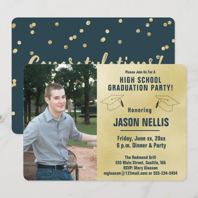 High School Graduation Party - Photo Invitation (Front/Back)