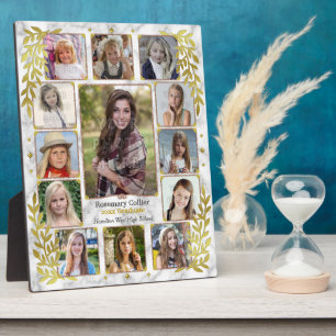 High School Graduation Photo Collage Gold Marble Plaque