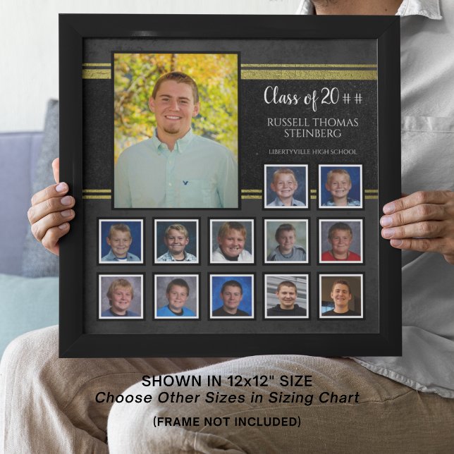 High School Graduation Photo Collage K-12 Gold (Creator Uploaded)