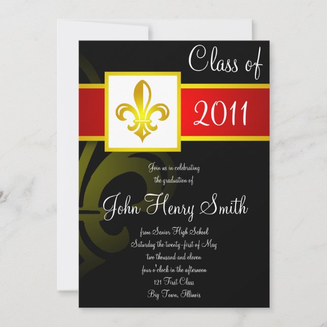 High School Graduation Red on Black Invitation (Front)