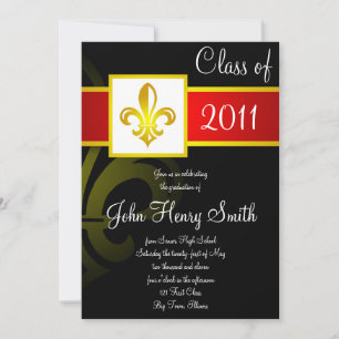 High School Graduation Red on Black Invitation