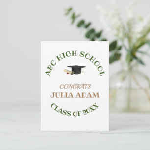 High School Graduation Senior celebration Script Announcement Postcard