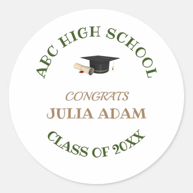 High School Graduation Senior celebration Script Classic Round Sticker (Front)