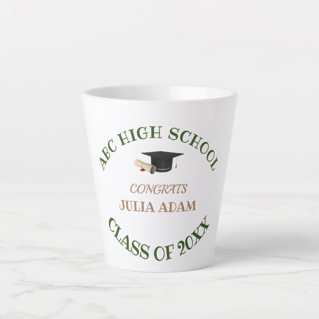 High School Graduation Senior celebration Script Latte Mug (Front)