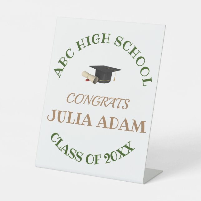 High School Graduation Senior celebration Script Pedestal Sign (Front)