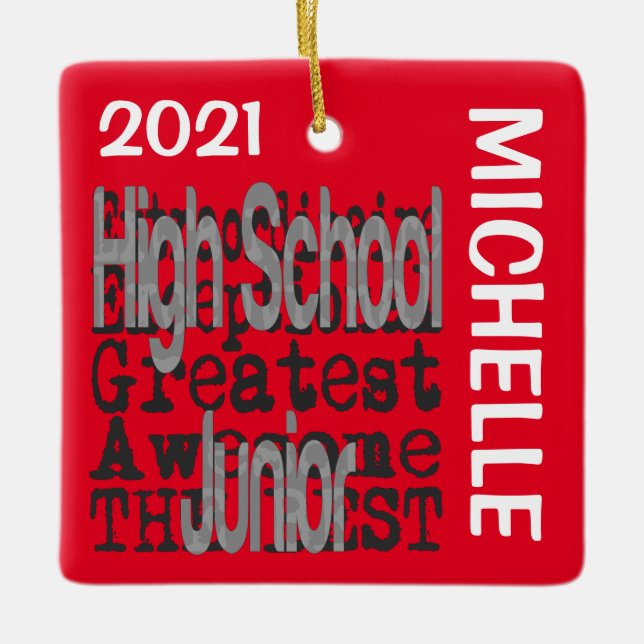 High School Junior Extraordinaire CUSTOM Ceramic Ornament (Front)