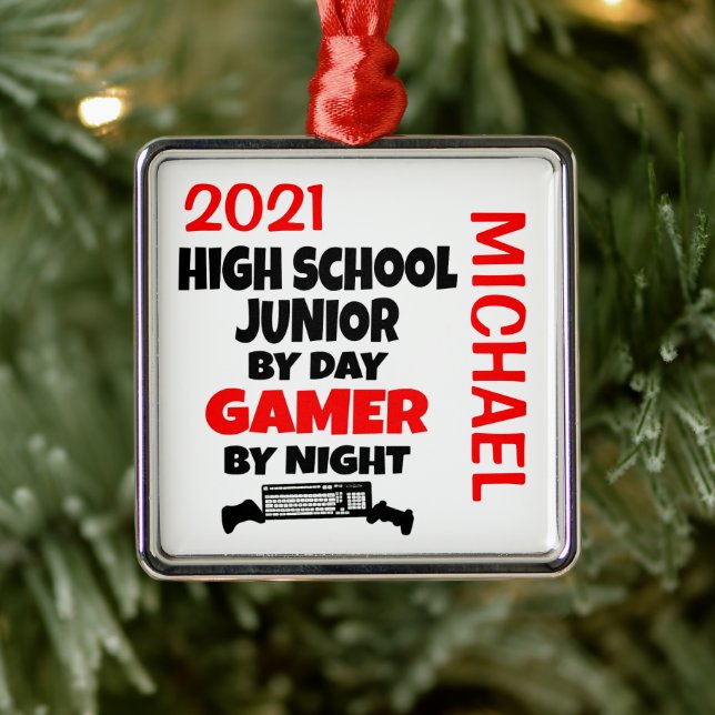 High School Junior Loves Playing Video Games Metal Tree Decoration (Tree)