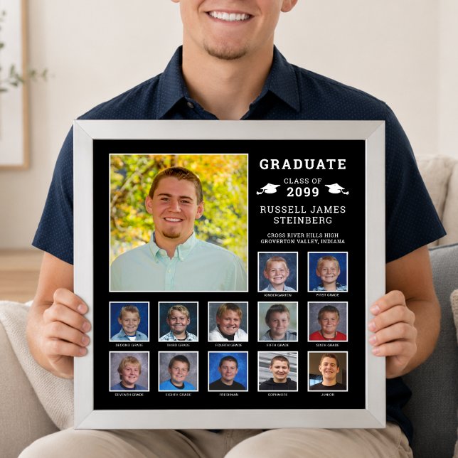 High School K-12 Photo Collage Custom Colours Poster (Creator Uploaded)