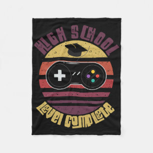High School Level Complete Funny Graduation Gamer  Fleece Blanket