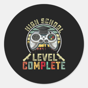 High School Level Complete Gamer School Graduation Classic Round Sticker