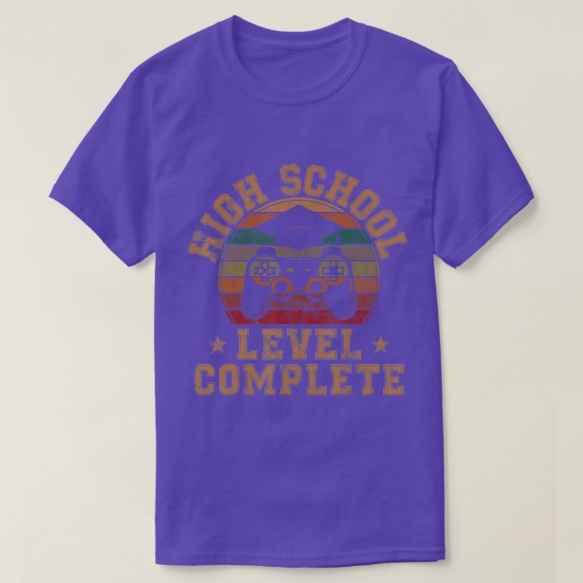 High School Level Complete Retro Graduation Video  T-Shirt (Design Front)