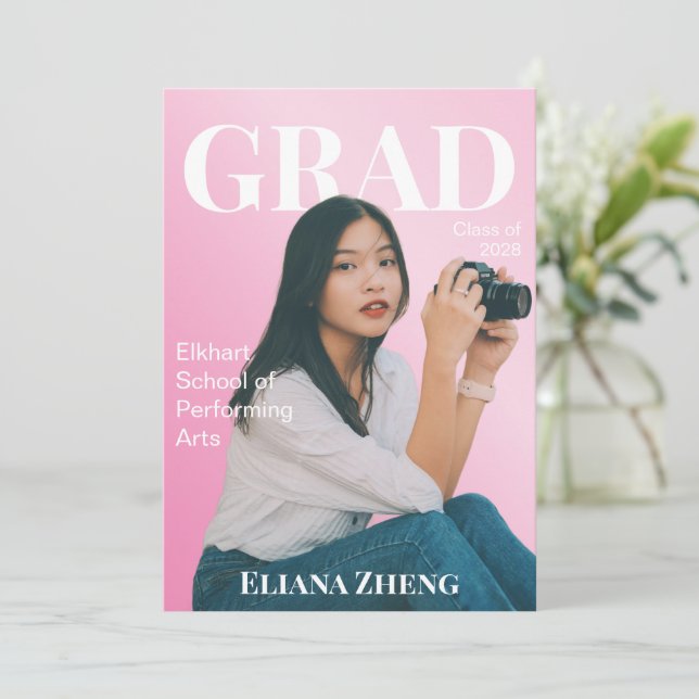 High School Magazine Style Graduation Announcement (Standing Front)
