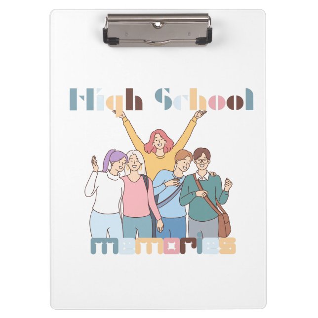 High School Memories Friends Illustration Clipboard (Front)