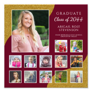 High School Photo Collage K-12 Maroon and Gold Print