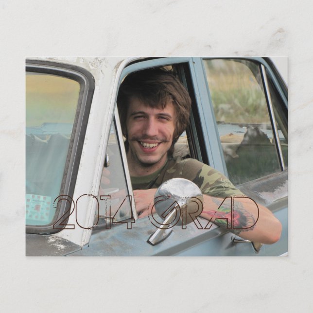 High School Photo Graduation Party Grunge Brown Invitation Postcard (Front)