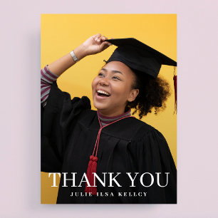 High School Photo Typography Graduate Thank You Card
