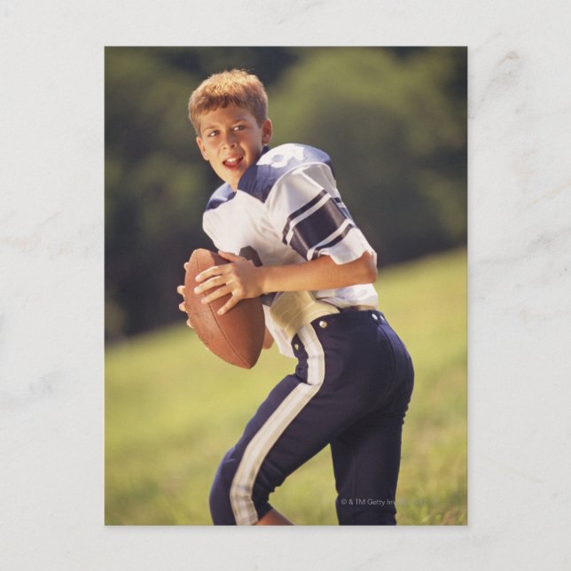 High school quarterback with football postcard (Front)