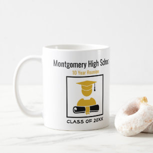 High School Reunion Custom Black Gold Coffee Mug