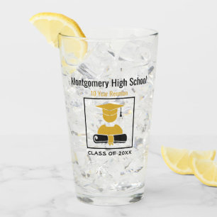 High School Reunion Custom Black Gold Glass