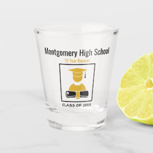 High School Reunion Custom Black Gold Shot Glass