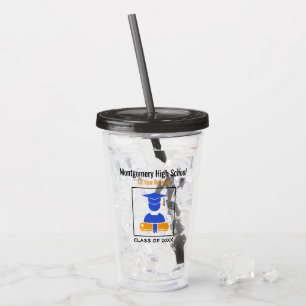 High School Reunion Custom Blue and Orange Acrylic Tumbler