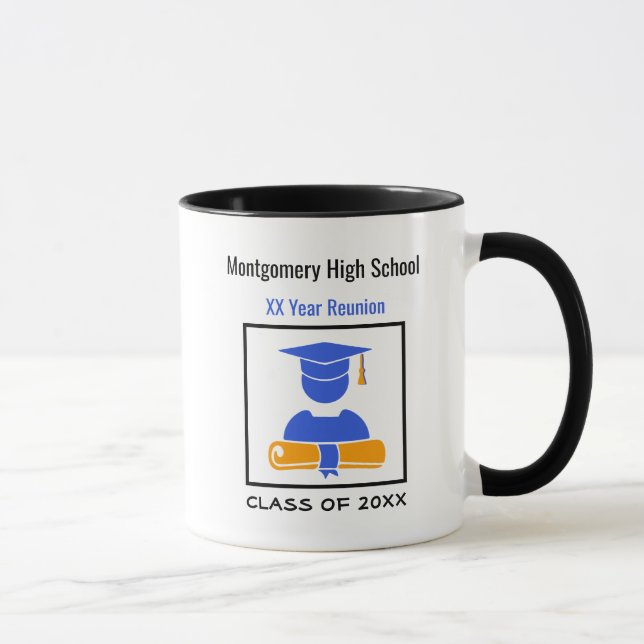 High School Reunion Custom Blue and Orange Mug (Right)