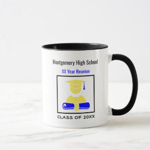 High School Reunion Custom Blue and Yellow Mug