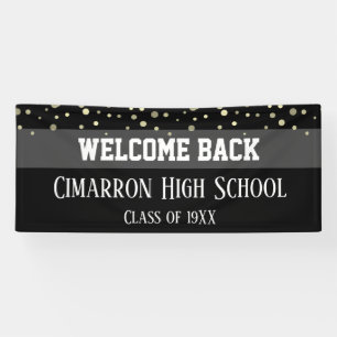 High School Reunion Party black Confetti Banner