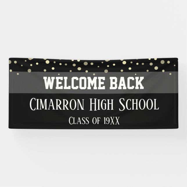 High School Reunion Party black Confetti Banner (Horizontal)