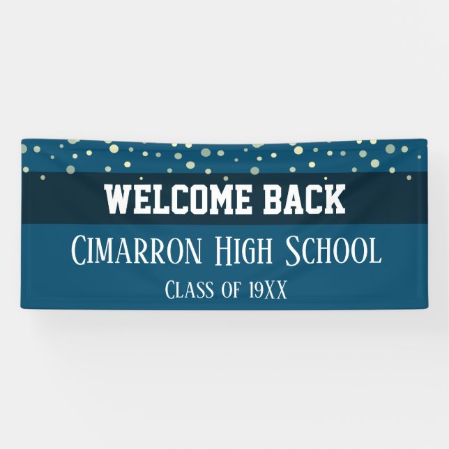 High School Reunion Party Blue Confetti Banner (Horizontal)