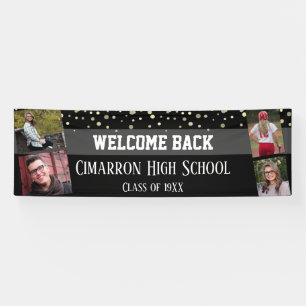 High School Reunion Photo Grey Confetti Party Banner