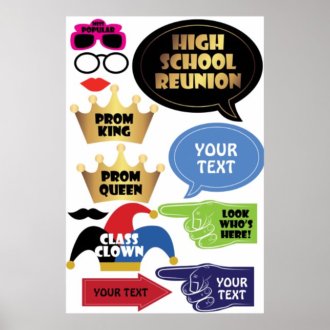 High School Reunion Photobooth Props Kit Poster (Front)