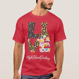 High School Secretary Love Easter Day Bunny Leopar T-Shirt