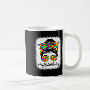 High School Secretary Messy Bun Women Autism Aware Coffee Mug