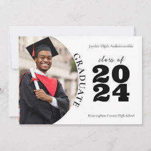 High School Senior Modern One-Photo Graduation  Announcement
