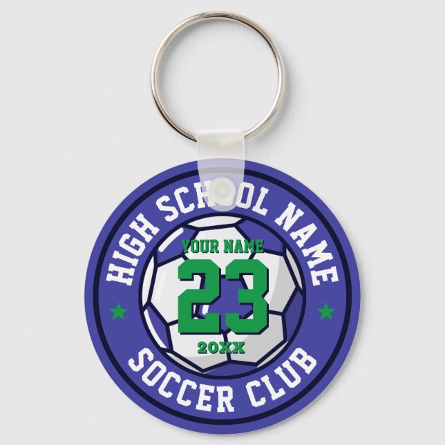 High School Soccer Team Custom Colour Sports Key Ring (Front)