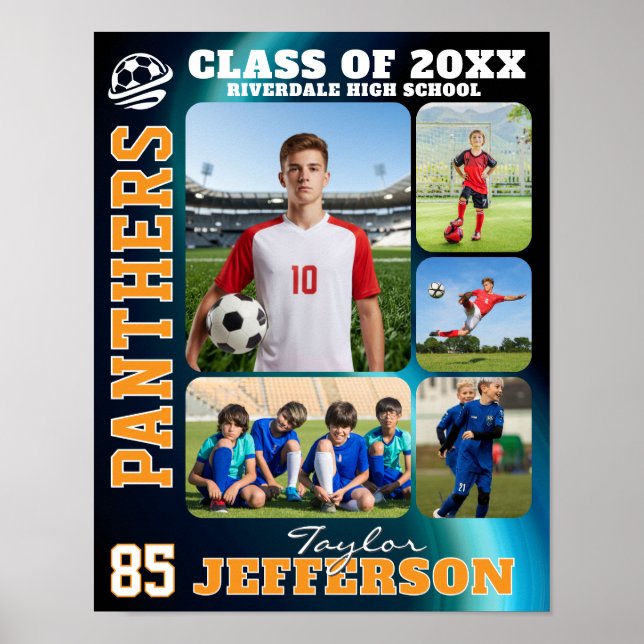 High School Soccer Team Sports Picture Collage Poster (Front)