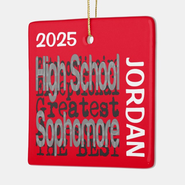 High School Sophomore Extraordinaire CUSTOM Ceramic Ornament (Left)