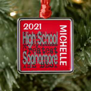 High School Sophomore Extraordinaire CUSTOM Metal Tree Decoration